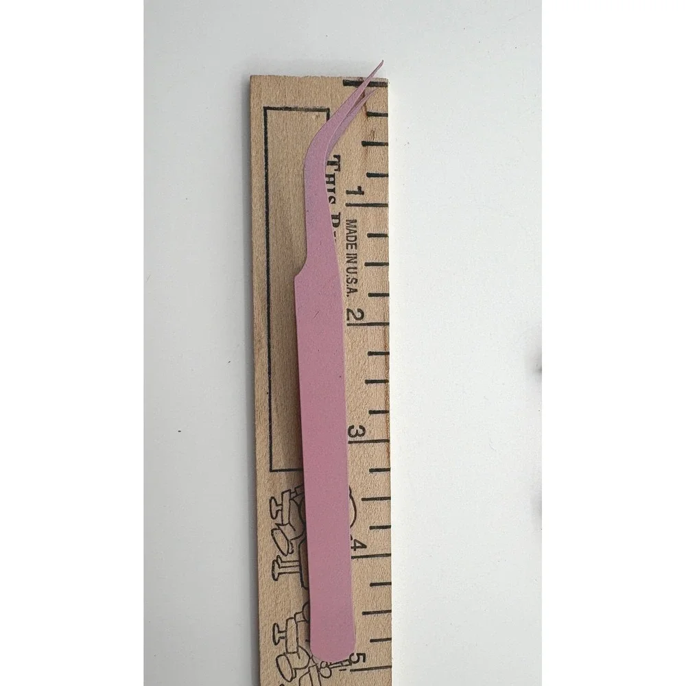 3pc Pink Precision Tweezers Set Fine Point Curved Angular Crafting Jewelry Model